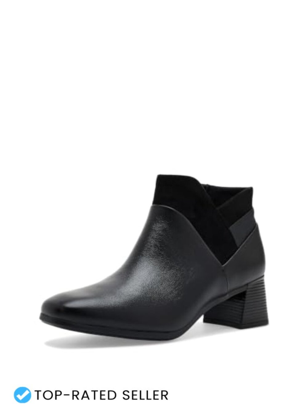 Leather Ankle Bootie Block Heel Pointed Toe Dress Boot